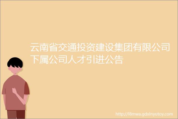 云南省交通投资建设集团有限公司下属公司人才引进公告